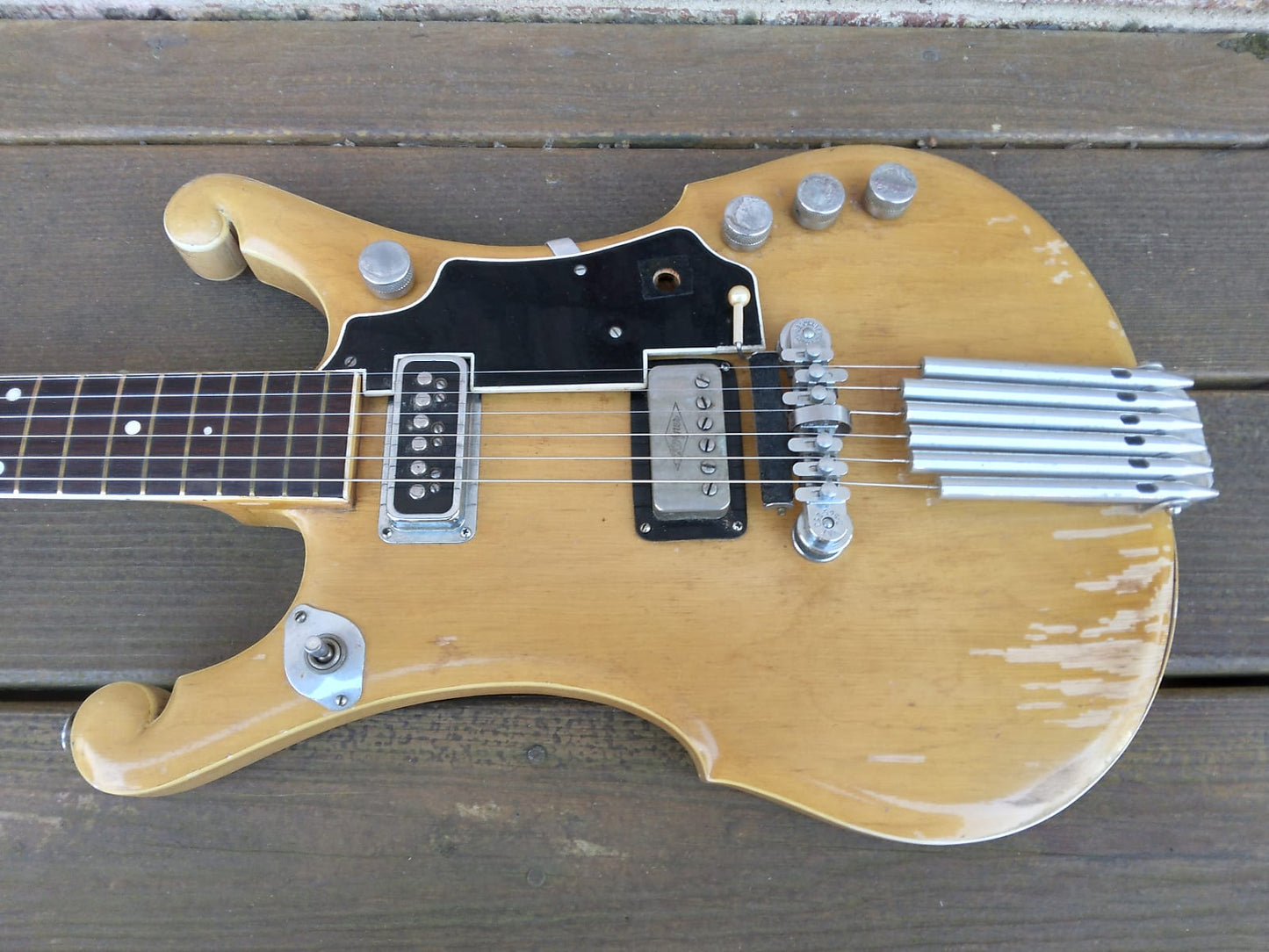Melita Custom Built Electric Guitar 1953 - Scrolls, DeArmond, Gretsch, and Grovers - Natural - Good Condition