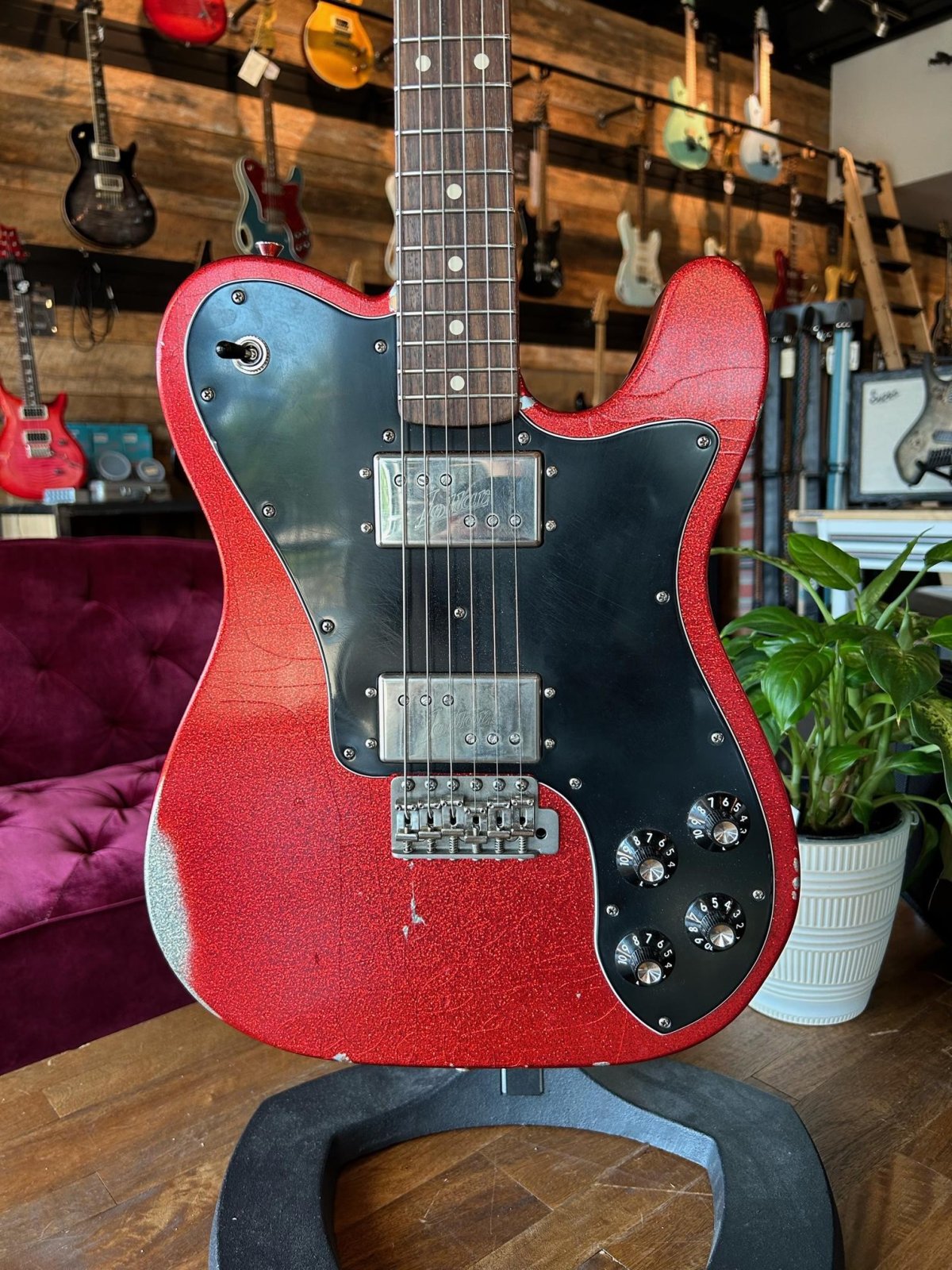 Nash Guitars T-72 DLX in Red Sparkle Finish over Silver Sparkle - Used
