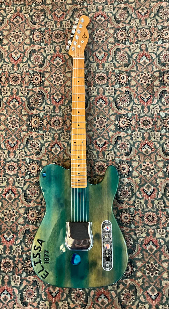 Elissa Guitar Ocean Esquire Style, Custom Weathered Green and Blue